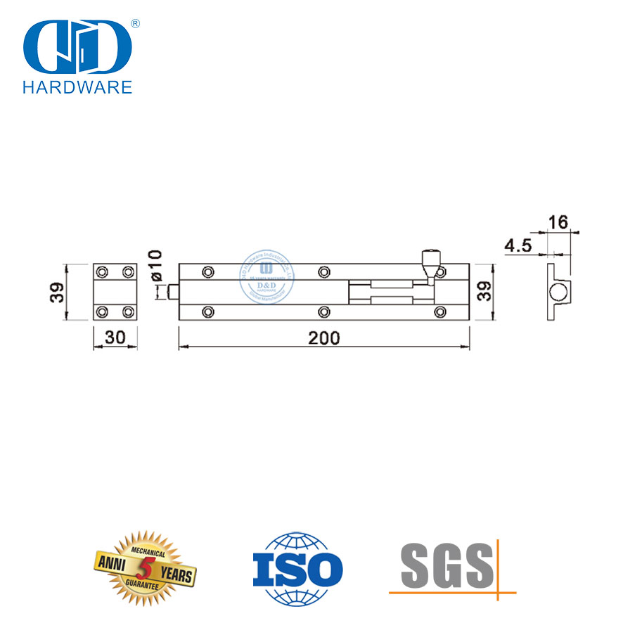 Herrajes para puertas de baño Perno de puerta de acero inoxidable de buena calidad-DDDB035-SSS
