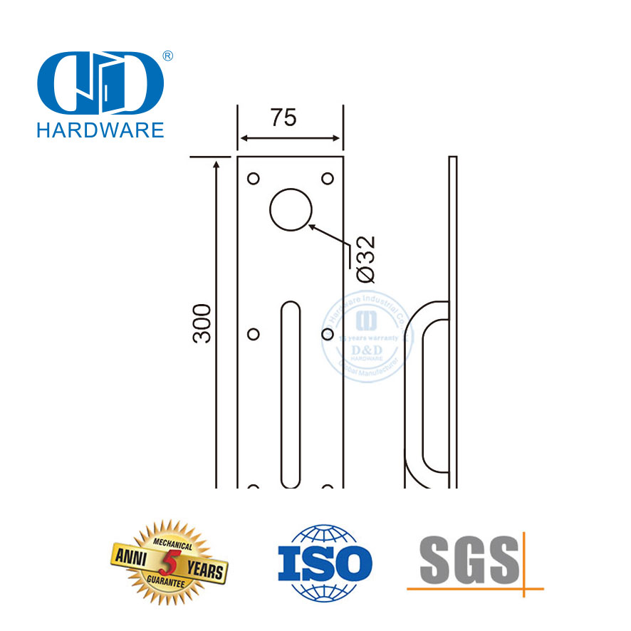 Placa de cierre nocturno de hardware de cerradura de puerta de salida de pánico de acero inoxidable 304-DDPD011-SSS