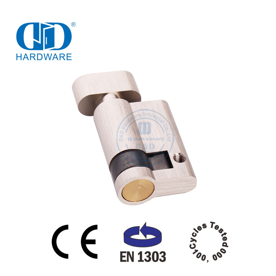 Medio cilindro de níquel satinado con giro de pulgar con certificación EN 1303-DDLC009-45mm-SN