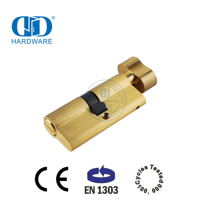 Cilindro de cerradura de embutir para baño de latón satinado con certificación EN 1303-DDLC007-70mm-SB