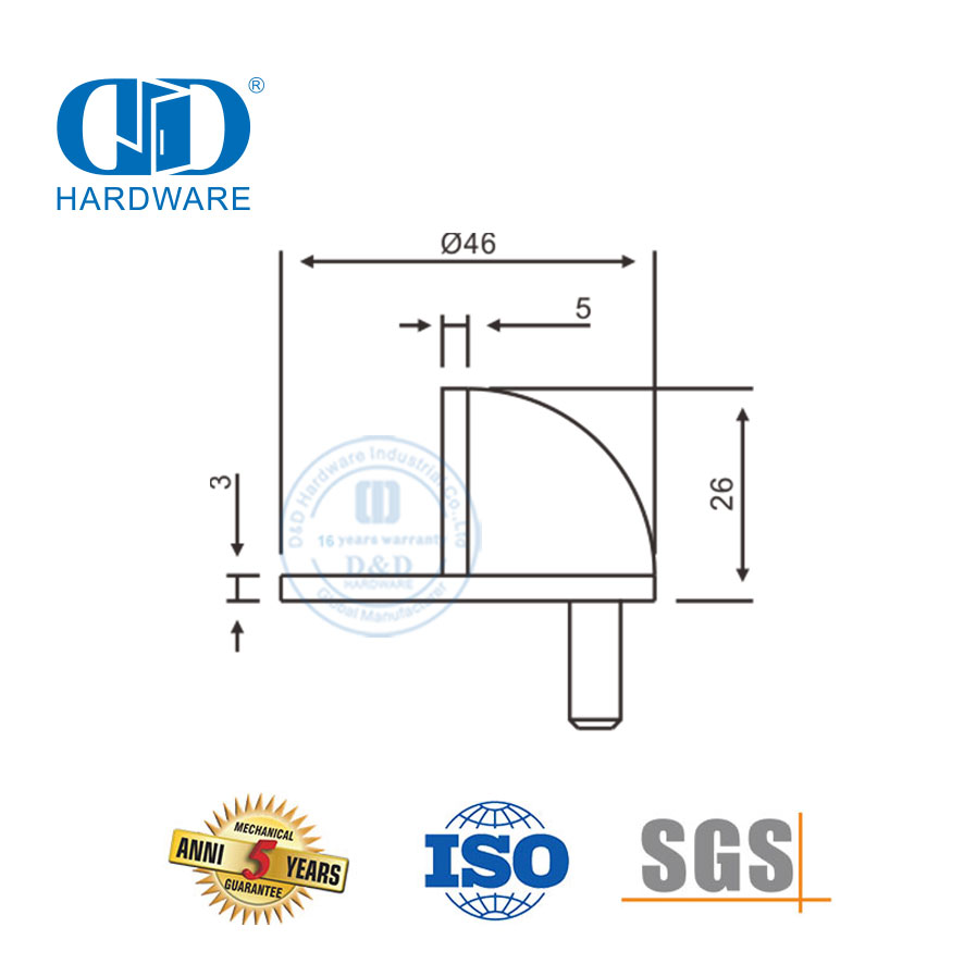 Tope de puerta tipo hemisferio montado en el piso de estilo moderno de acero inoxidable-DDDS001-SSS