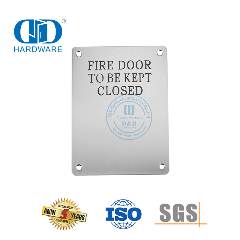 Puerta contra incendios Firma Tipo cuadrado Puerta contra incendios Mantenida cerrada Placa de señalización de acero inoxidable Baño público Puerta de inodoro Placa de firma-DDSP010