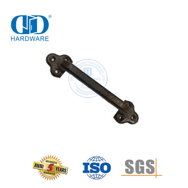 Manija de puerta de granero forjada trenzada de hierro fundido de Color negro de fábrica de China de acero inoxidable Manija de puerta de doble cara-DDBD119