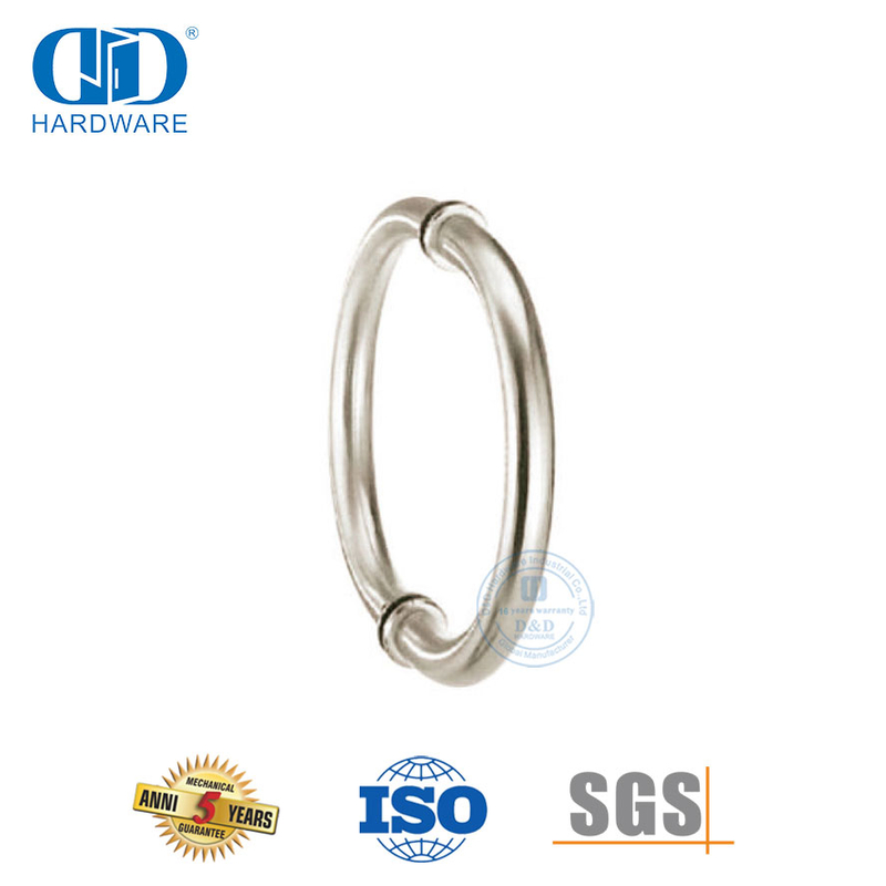 Manija de puerta de vidrio templado para edificio de oficinas, cuarto de baño de acero inoxidable con forma circular especial personalizada, DDPH008