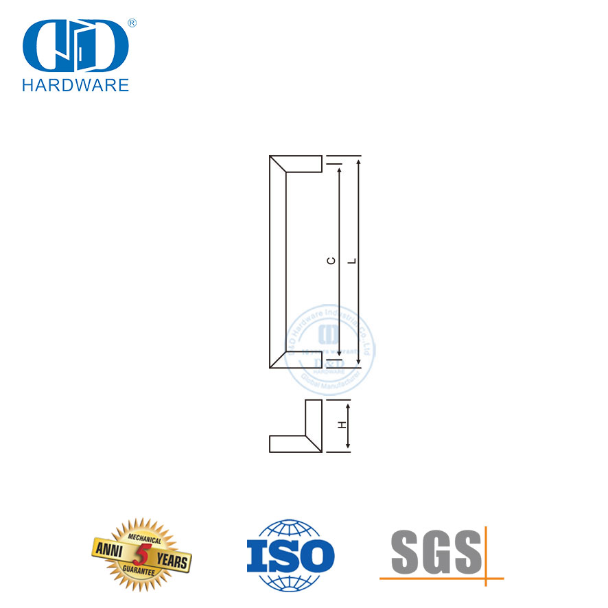 Manija de barra de acero inoxidable contemporánea moderna para puerta de entrada de vidrio-DDPH011
