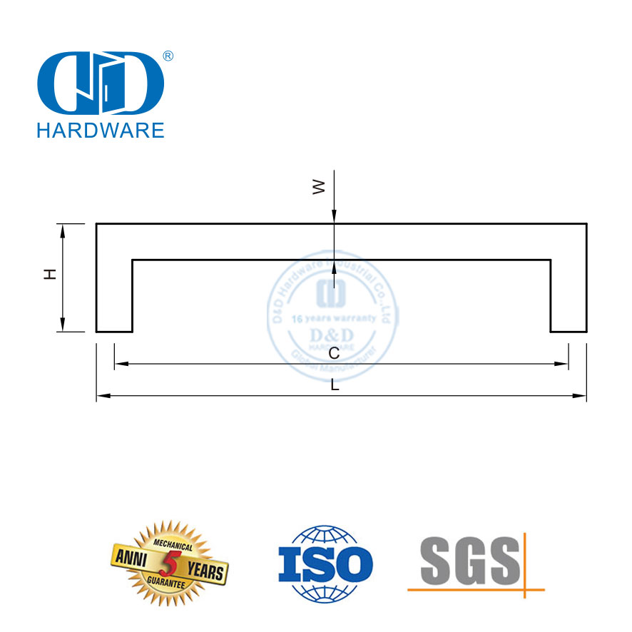 Tiradores de herrajes para muebles Manija de puerta de gabinete de cocina hueca de acero inoxidable negro mate-DDFH033