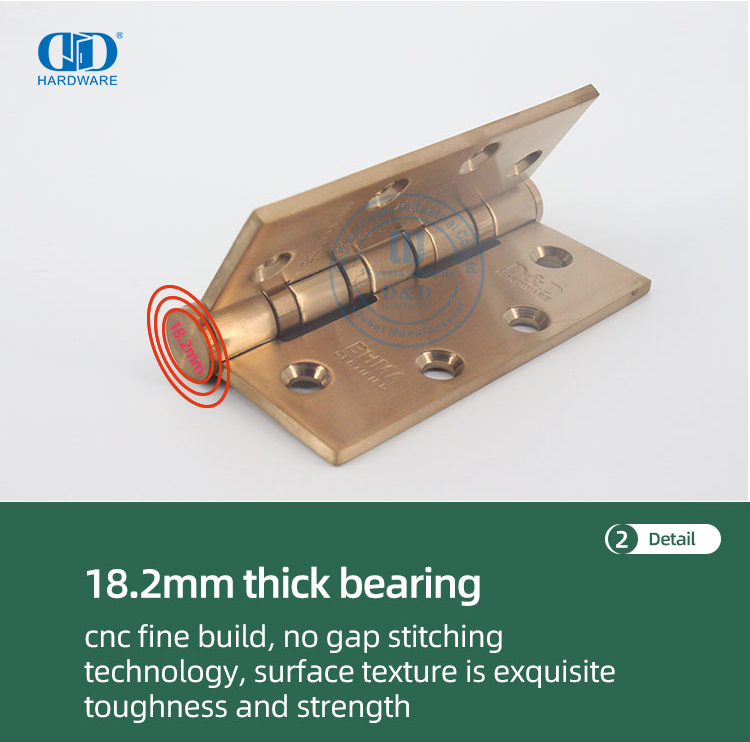 ANSI BHMA Bisagra de puerta de instalación rápida de oro rosa ignífuga para entradas de supermercados-DDSS001-ANSI-1-4.5x4.0x4.6mm
