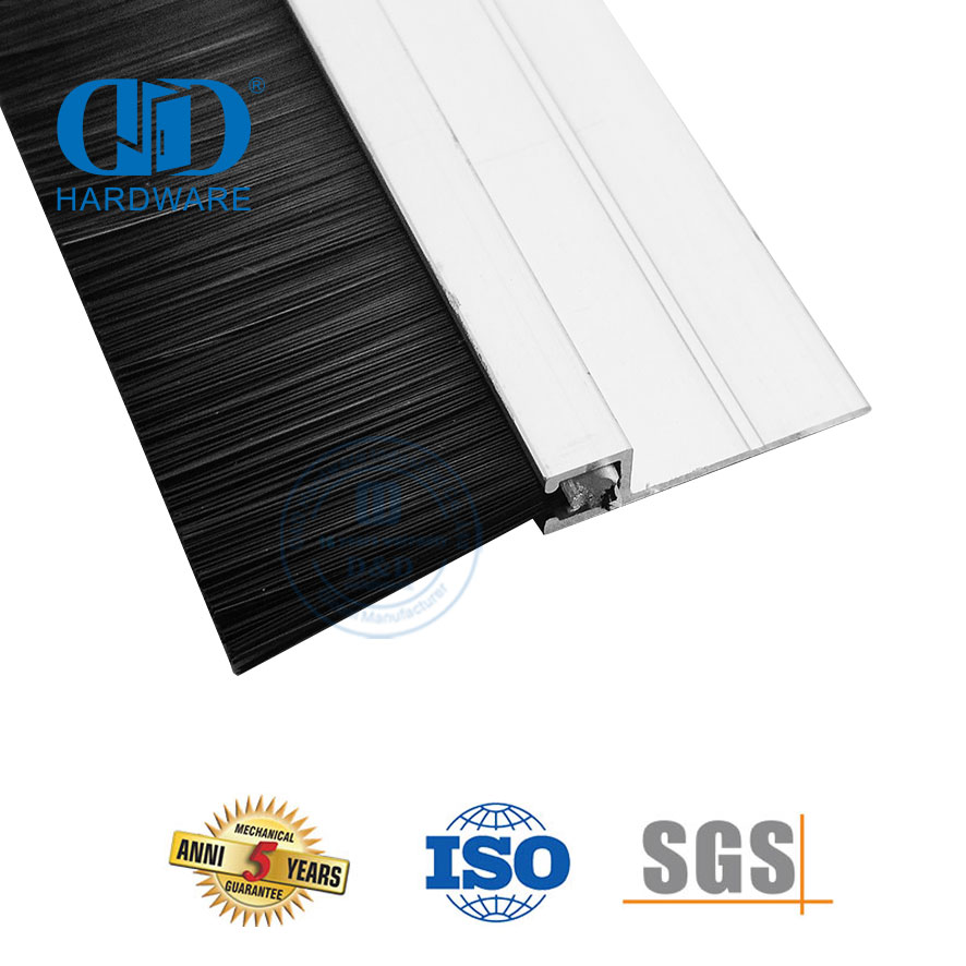 Anylon Sello de cepillo Portador de aluminio Autoadhesivo Sello de barrido de puerta corredera a prueba de aire frío automático-DDBS004
