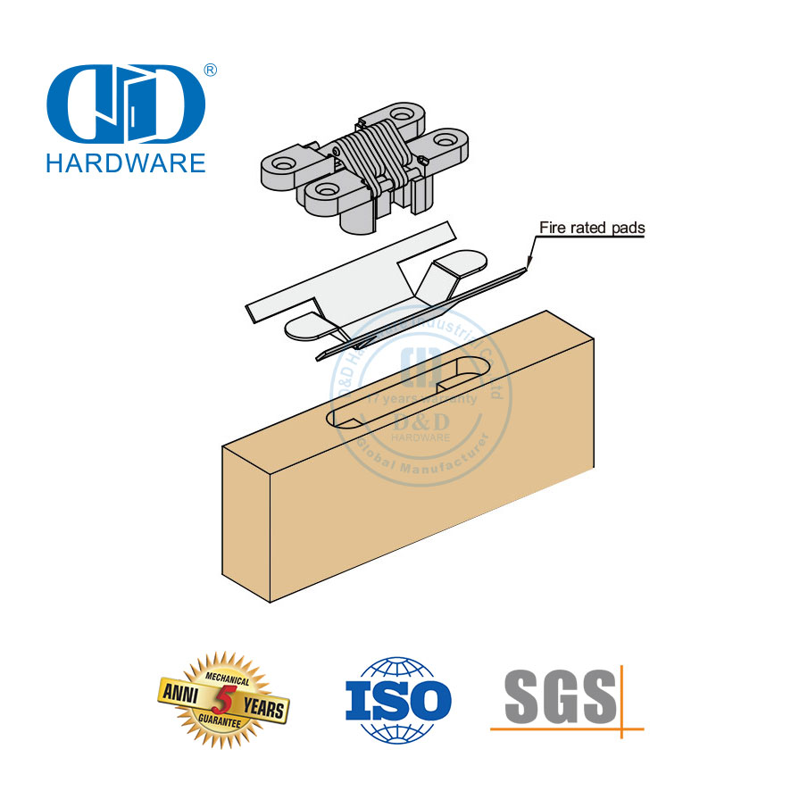 Almohadilla de bisagra de puerta con sello intumescente, herrajes para muebles con sello acústico oculto resistente al fuego multipunto, DDIG004