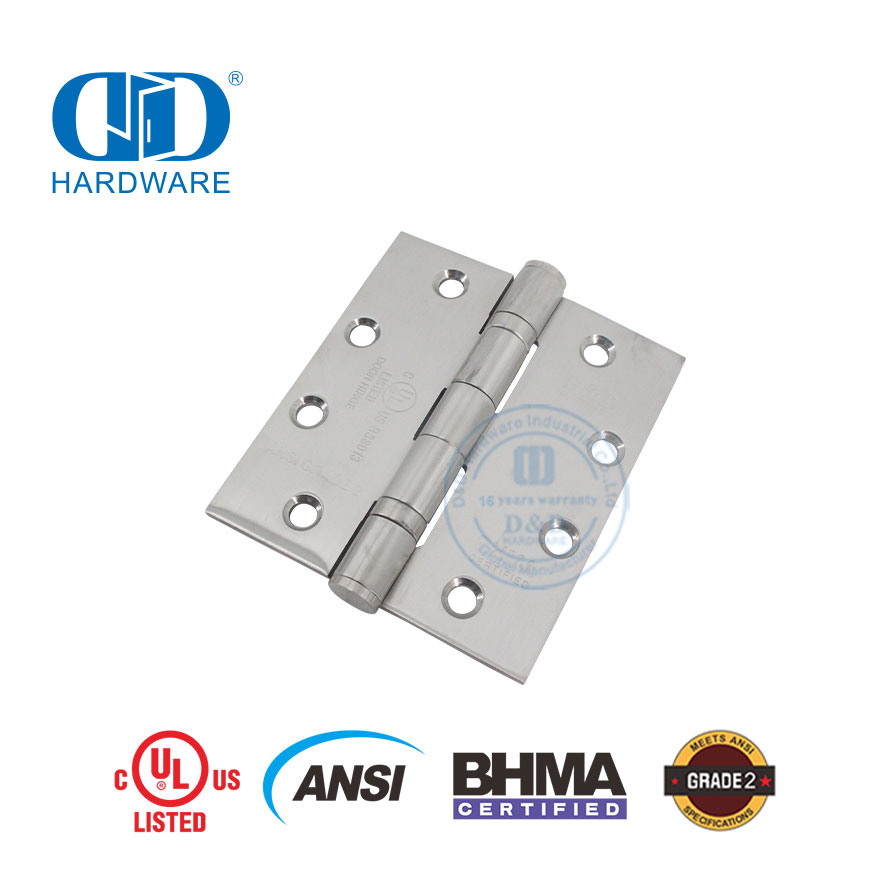 Bisagra de puerta de metal para muebles residenciales de alta resistencia ignífuga de cierre suave BHMA con certificación ANSI UL de acero inoxidable arquitectónico-DDSS001-ANSI-2-4.5x4x3mm