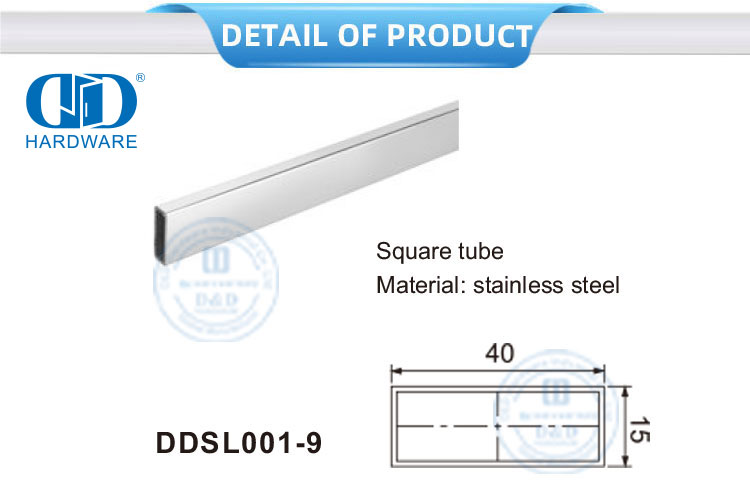 Accesorios de hardware de vidrio de acero inoxidable Herrajes para muebles Puerta corrediza de baño Tubo cuadrado-DDSL001-9