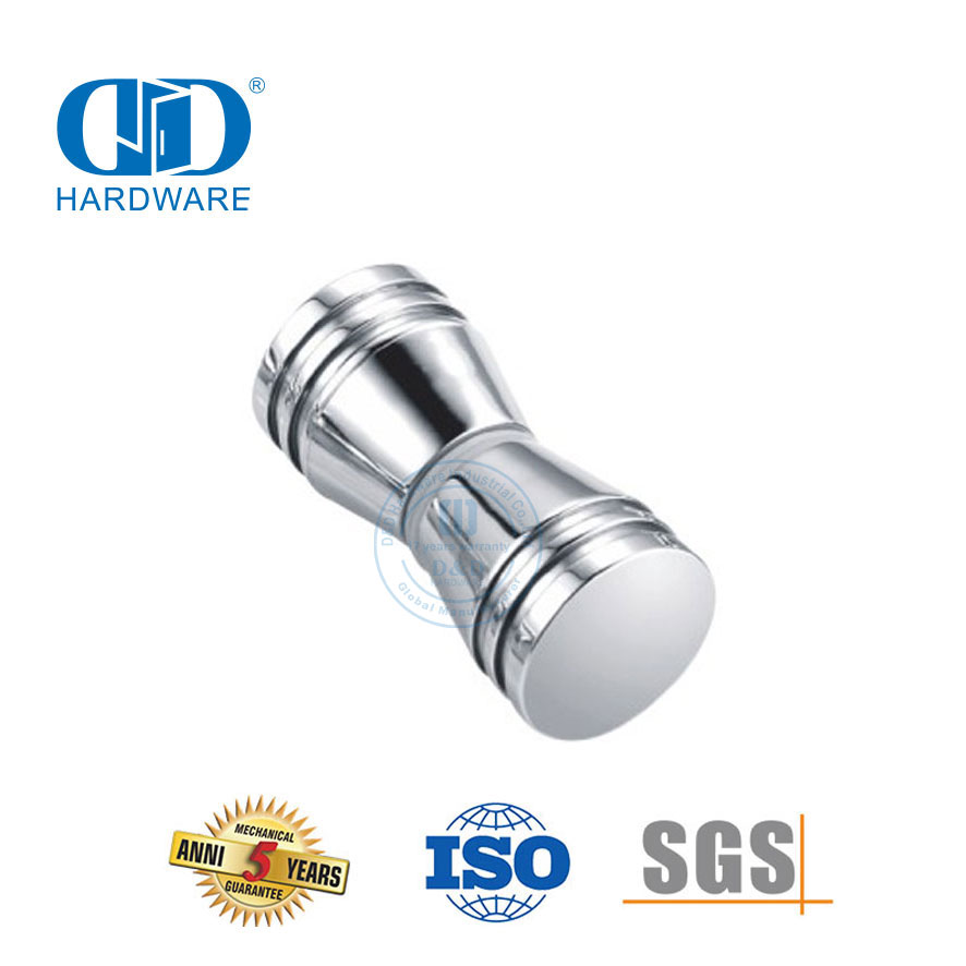Herrajes para muebles Perillas de puerta de vidrio de ducha de un solo lado de latón macizo Perilla de baño para puerta sin marco-DDSK010