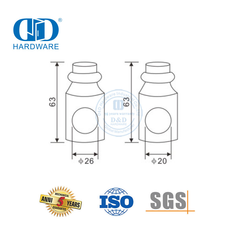 Tope de puerta Rodillo de puerta corredera de vidrio de acero inoxidable Accesorios de vidrio Herrajes de puerta para lavabo de baño-DDGS124