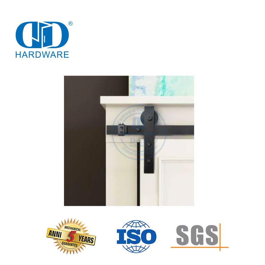 Gabinete de TV de acero inoxidable, Mini armario corredizo negro de granja, herrajes para puertas de granero, herrajes para puertas empotradas-DDBD032