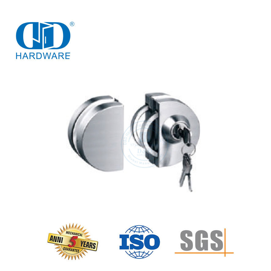 Cerradura de manija de puerta de vidrio de acero inoxidable de fábrica de China, montaje de parche, montaje de puerta de cerradura de esquina-DDGL005