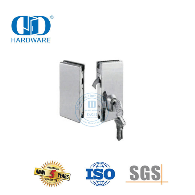 Accesorios de puerta de hardware de bisagra de cerradura de puerta de vidrio corrediza doble individual de acero inoxidable de seguridad-DDGL004