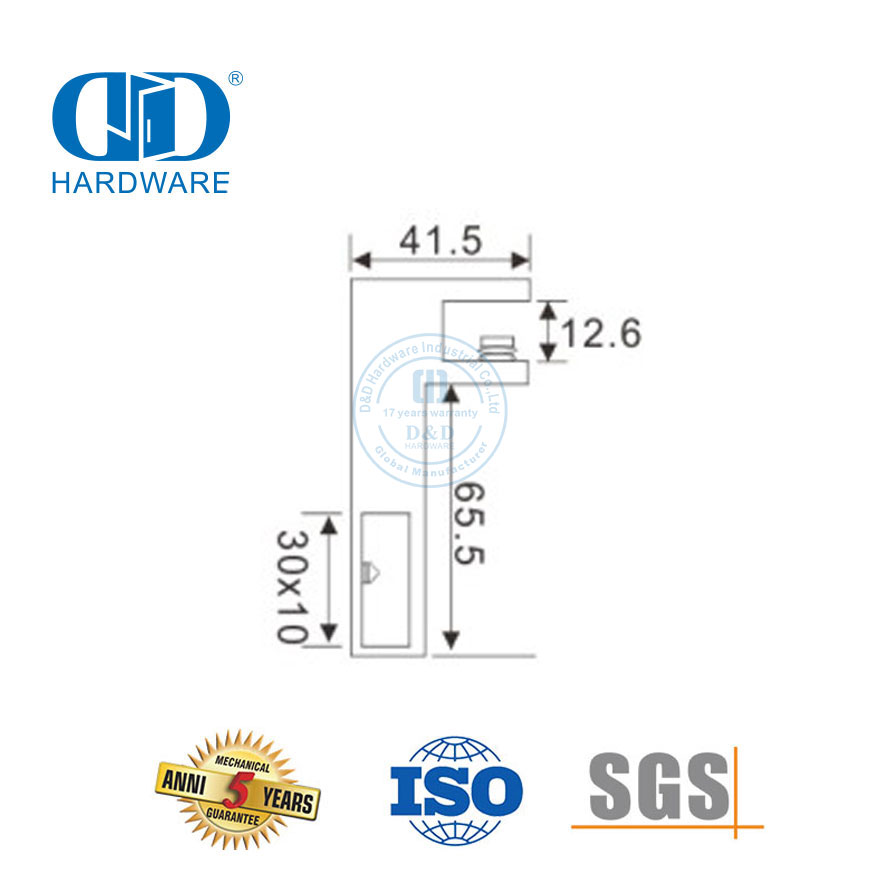Soporte de barra de soporte de baño de acero inoxidable Conector de tubo de accesorio de puerta de vidrio cepillado-DDSC015