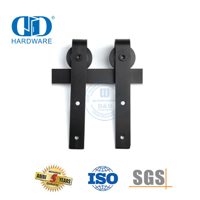 Kit de gabinete de acero inoxidable, accesorios, juego de rieles, herrajes de rodillos de puerta única de madera de Granero corredizo de carbono para puerta Interior-DDBD001