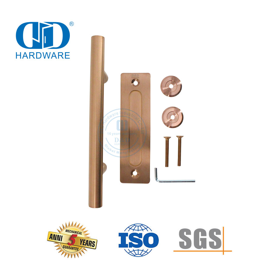 Manija de puerta de granero de doble cara de acero inoxidable, color oro rosa, tirador de dedo para muebles, manija de puerta-DDBD102 SRG