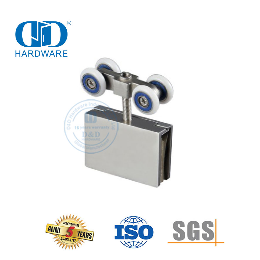 Abrazadera de puerta de acero inoxidable, rodillo colgante para puerta corredera, juego de accesorios de montaje de vidrio para baño-DDGS162