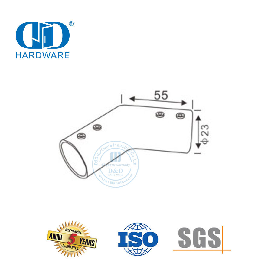 Conector de puerta de tubo de clip de soporte de tubo de vidrio de fábrica de acero inoxidable Conector de panel de vidrio-DDSC034
