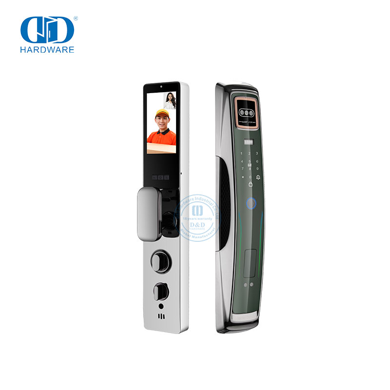 Fabricante WiFi Tarjeta digital Seguridad Caja fuerte Huella digital electrónica Control remoto Cerradura de puerta inteligente con cámara y audio -DDEL009