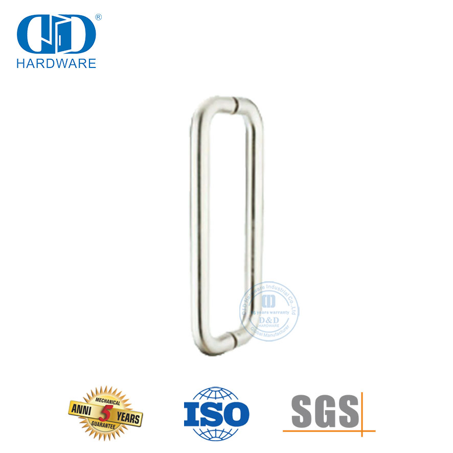 Perillas de puerta de ducha de vidrio de acero inoxidable tipo H, tubo redondo de alta calidad, manija de puerta de vidrio-DDPH007-SSS