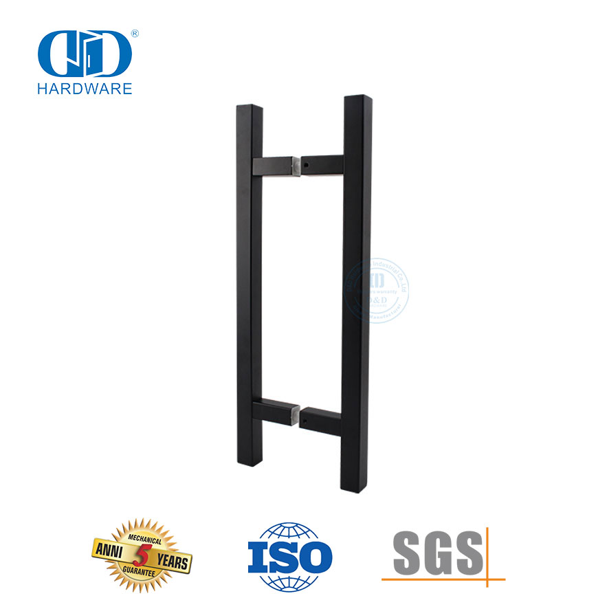 Tirador de acero inoxidable con acabado en negro mate para puerta de vidrio residencial-DDPH016-D-MB