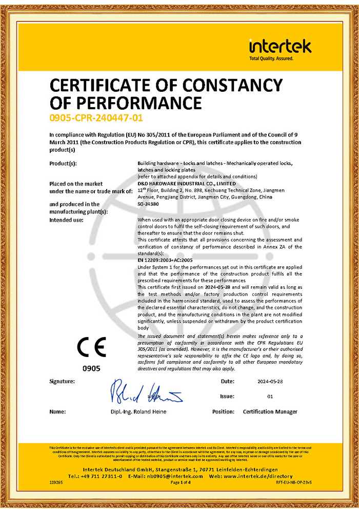 EN12209 CERRADURA DE PUERTA