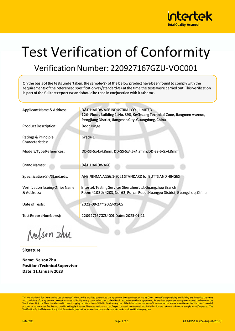 BHMA Certificado UL Acero inoxidable resistente al fuego Herrajes para muebles desmontables Bisagra para puerta interior comercial -DDSS001-ANSI-1-5x4.5x4.8mm