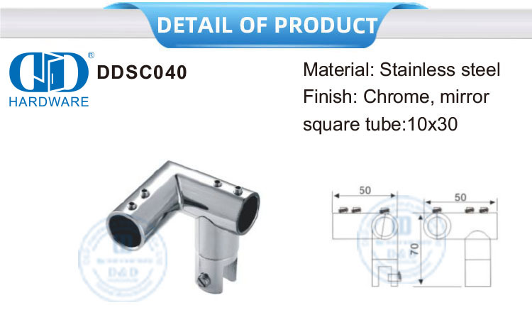 Conector giratorio plegable de hardware marino superior de acero inoxidable Accesorios Conector de soporte de panel de vidrio-DDSC040