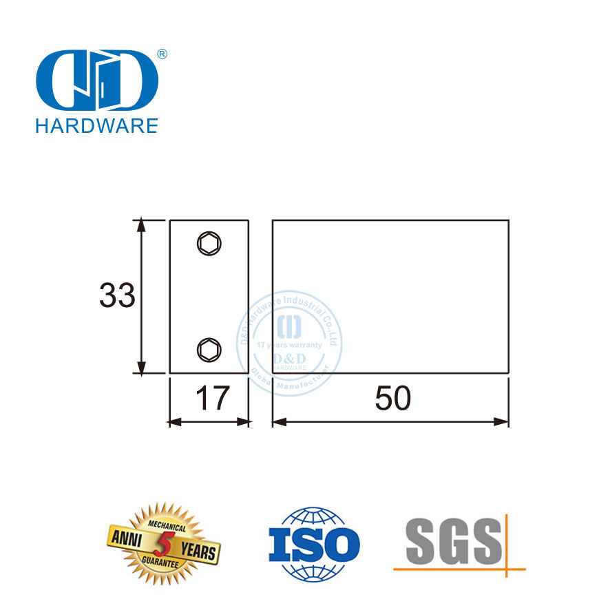 Soporte de pared para puertas corredizas de herrajes para vidrio de acero inoxidable-DDSL001-6
