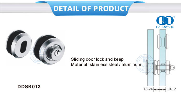 Herrajes para puertas corredizas de vidrio Herrajes para vidrio Cerradura y cerradura para puertas corredizas de acero inoxidable y aluminio-DDSK013