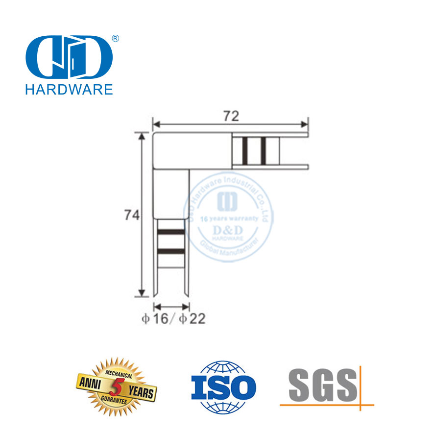 Inserto de esquina de tubo, accesorios de vidrio de acero inoxidable, herrajes para puertas, herrajes para puertas de vidrio para lavabo, baño-DDGS130