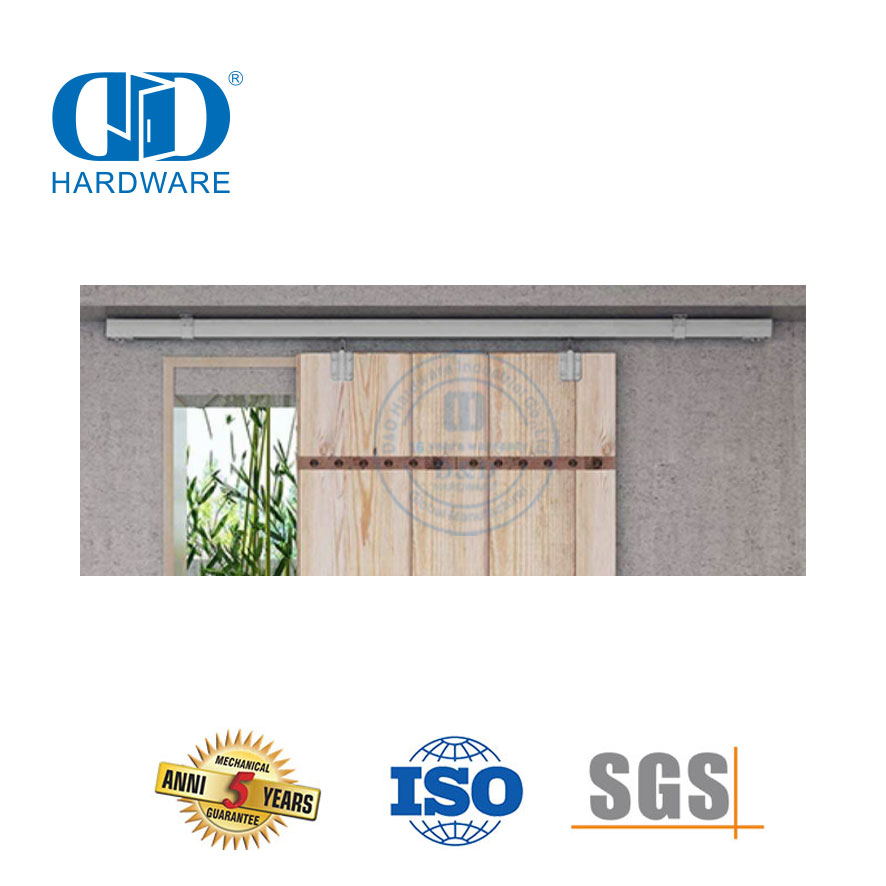 Herrajes para puertas de Granero biplegables de acero inoxidable, herrajes para puertas de Granero corredizas dobles, kit de rieles para puertas resistentes-DDBD038
