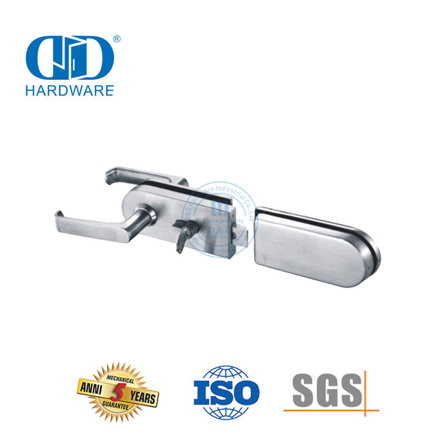 Cerradura de esquina de acero inoxidable, herraje, manija de puerta de vidrio, accesorios de parche, cerradura con llave-DDGL001