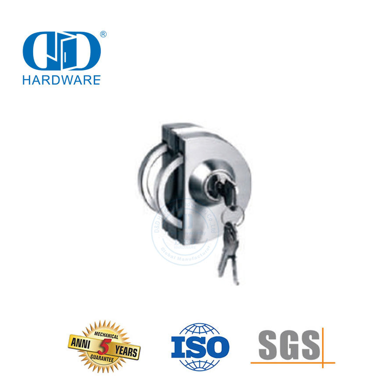Cerradura de manija de puerta de vidrio de acero inoxidable de fábrica de China, montaje de parche, montaje de puerta de cerradura de esquina-DDGL005