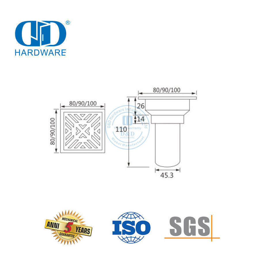 Accesorios para muebles de acero inoxidable Colador de piso Baño Inodoro Cocina Drenaje de piso sanitario-DDFD008