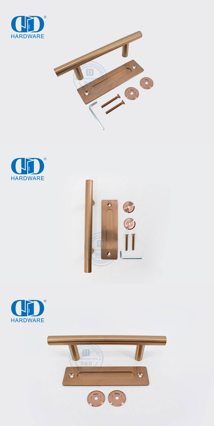Manija de puerta de granero de doble cara de acero inoxidable, color oro rosa, tirador de dedo para muebles, manija de puerta-DDBD102 SRG