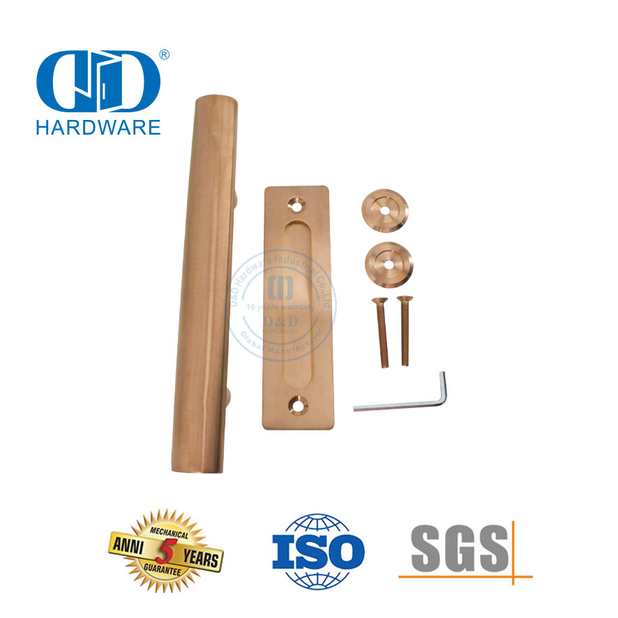 Manija de puerta de granero dorada rosa de acero inoxidable, herrajes para puertas corredizas, manija tubular-DDBD101 SRG