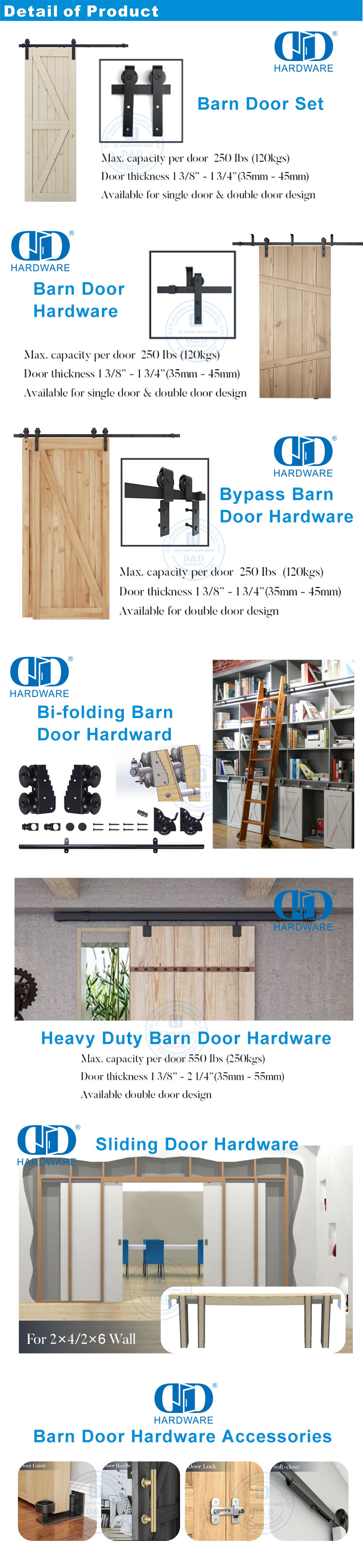 Herrajes para puertas de madera de granero de acero inoxidable Herrajes para muebles Accesorio para herrajes para puertas-DDBD016