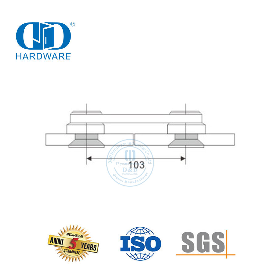 Conector de vidrio horizontal de acero inoxidable Accesorio para muebles Pivote de puerta de vidrio-DDGP017