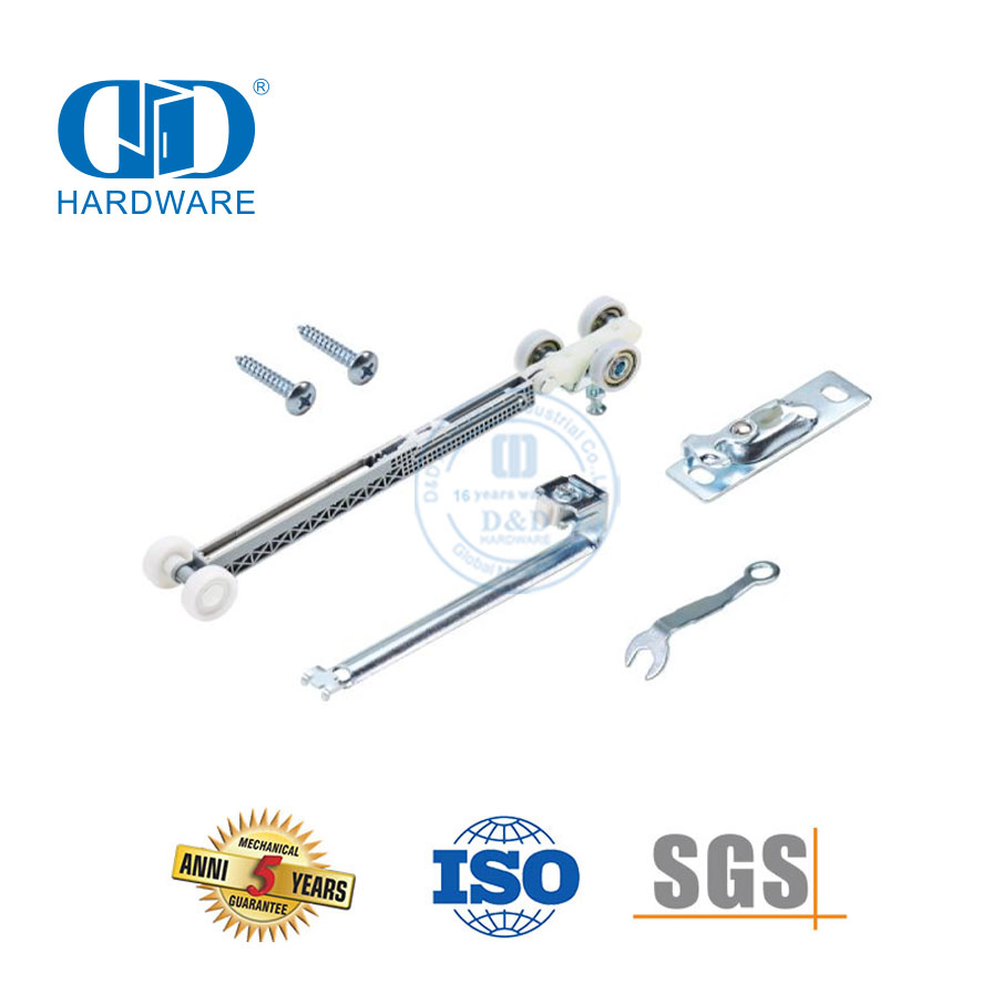Kit de herrajes para puertas de granero con ruedas de rodillos de color plateado de acero inoxidable Hardware para puertas de granero de alta resistencia-DDBD059