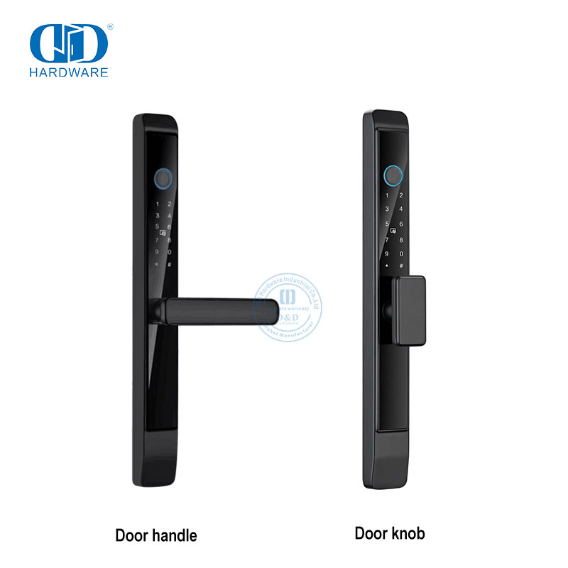 Teclado con pantalla táctil Cerradura de puerta de entrada sin llave con huella digital inteligente digital con manija reversible -DDDL010