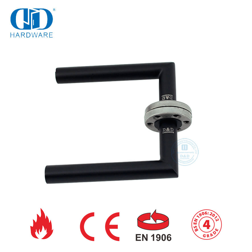 Accesorios para cerradura de puerta de embutir EN 1906 Manija de puerta de entrada negra mate-DDTH003-MB