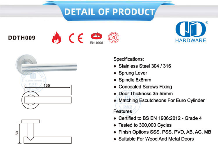 Manija de palanca tubular recta