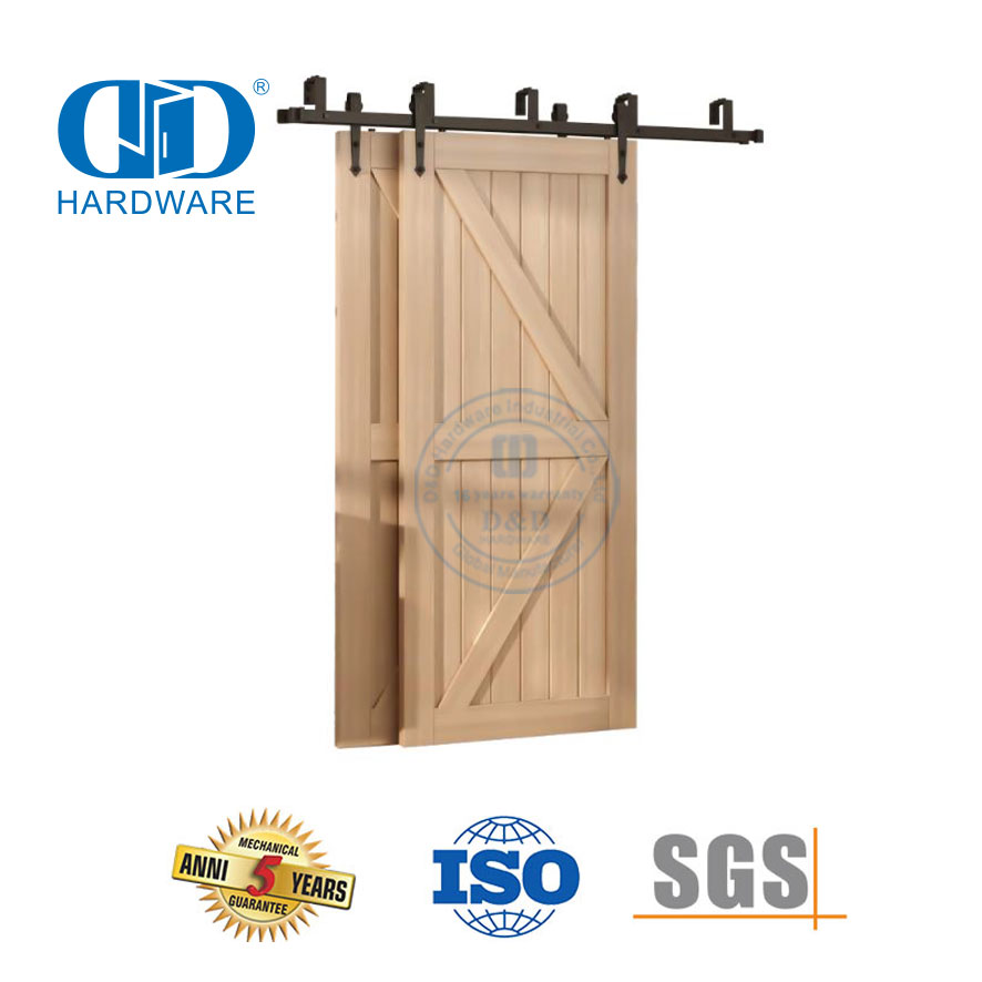 Rodillo de acero inoxidable Industrial silencioso negro Exterior doble kit herrajes para puertas corredizas de Granero herrajes para rodillos de puerta-DDBD024