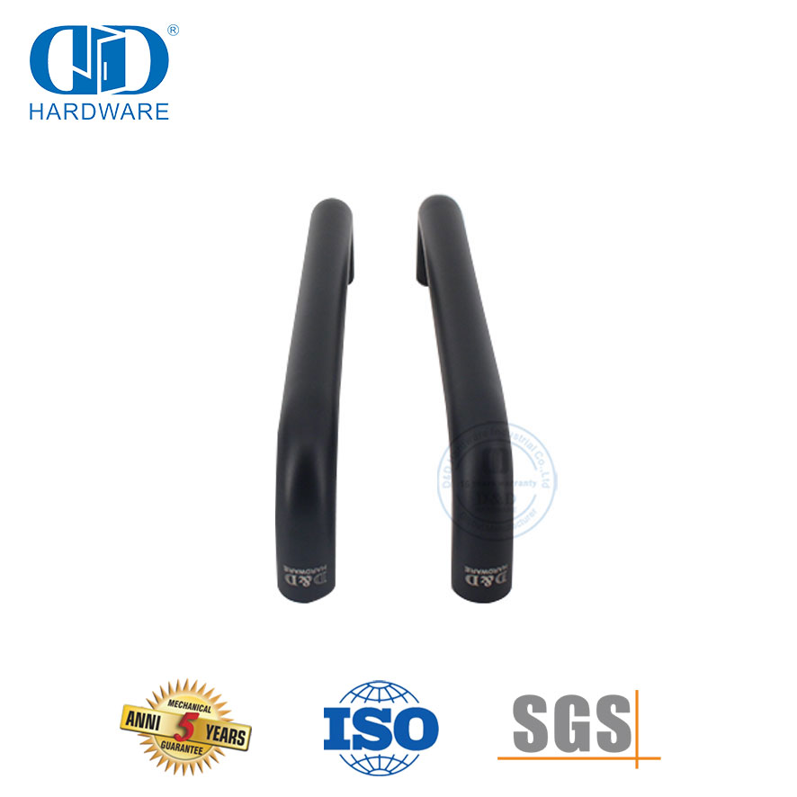 Accesorios de hardware para puerta de vidrio moderno con acabado negro mate, manija de tubo redondo para baño -DDPH007-MB