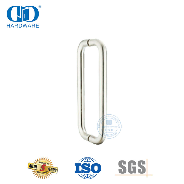 Perillas de puerta de ducha de vidrio de acero inoxidable tipo H, tubo redondo de alta calidad, manija de puerta de vidrio-DDPH007-SSS