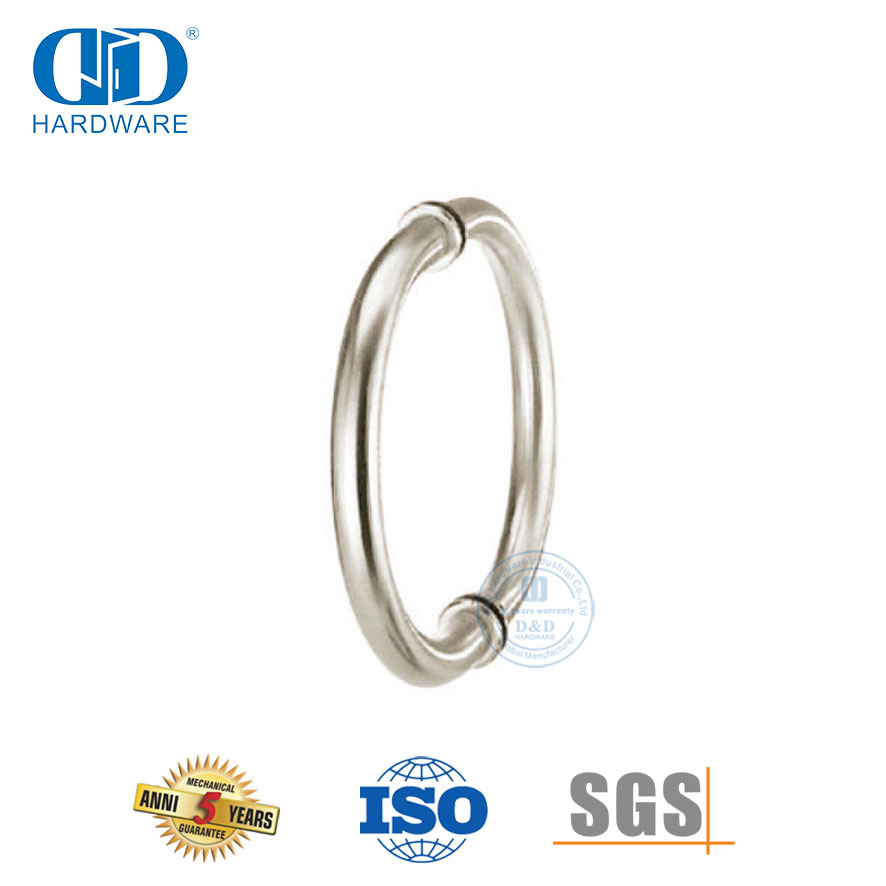 Manija de puerta de vidrio templado para edificio de oficinas, cuarto de baño de acero inoxidable con forma circular especial personalizada, DDPH008